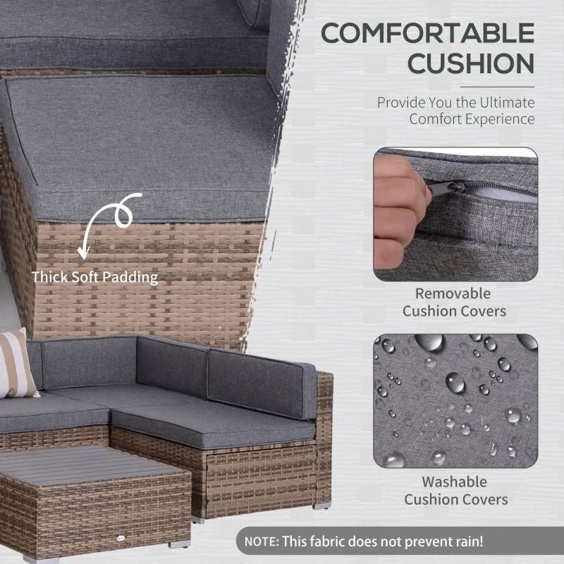Outsunny Modern Rattan Patio Furniture Set, 7-Piece Outdoor Wicker Sofa Set with Cushions for Home & Family Gatherings, Gray