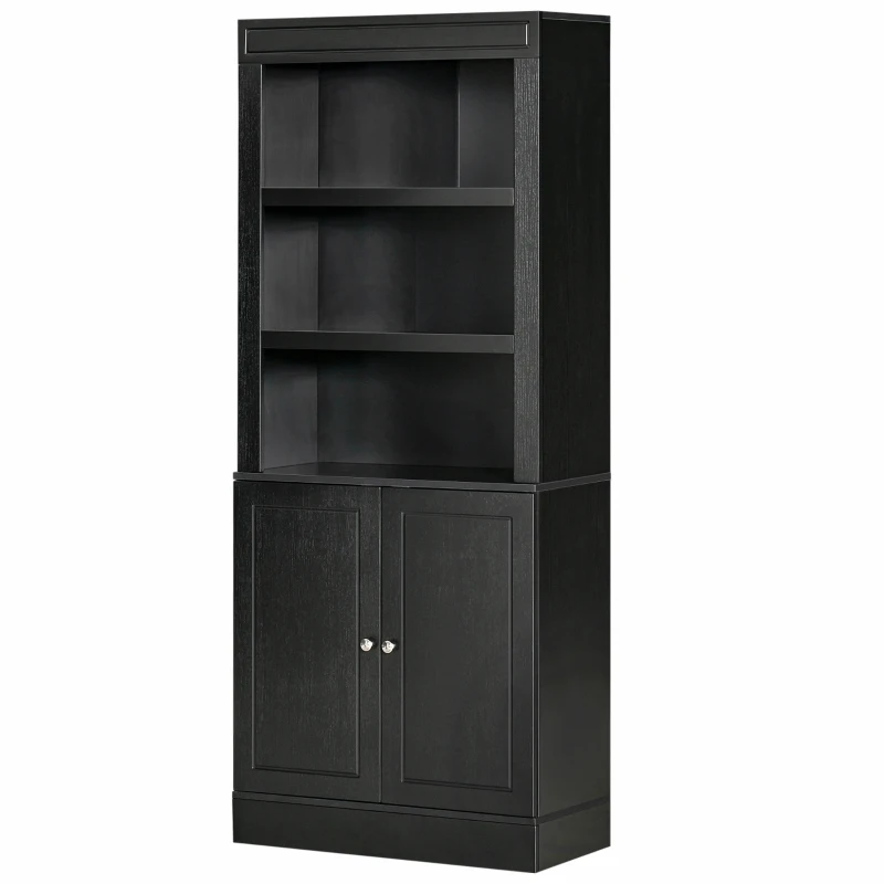 HOMCOM 72" Kitchen Buffet with Hutch, Kitchen Pantry Cupboard with 2 Door Cabinet, and 2 Adjustable Shelves, Black