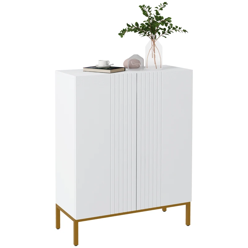 HOMCOM Shoe Storage Cabinet with Adjustable Shelves and Soft-Close Hinges, for 15-20 Pairs of Shoes, White