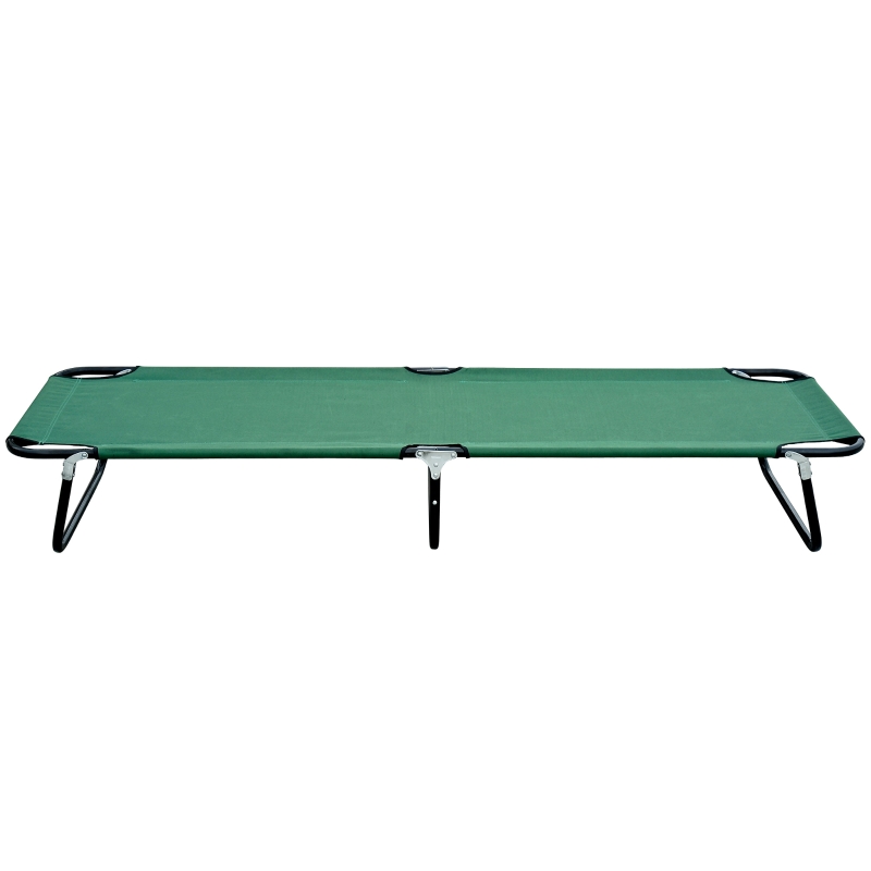 Outsunny Camping Cot for Adults, Folding Bed, Portable Sleeping Cot for Travel, Beach, Hiking, Rated for 264lbs, Green
