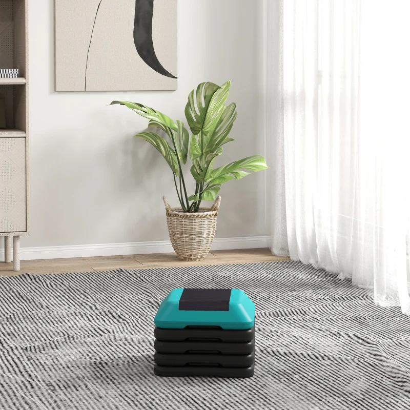 Soozier 5-Level Height Adjustable Stepper, Aerobic Exercise Step Platform, 4" 6" 8" 10" 12", Blue