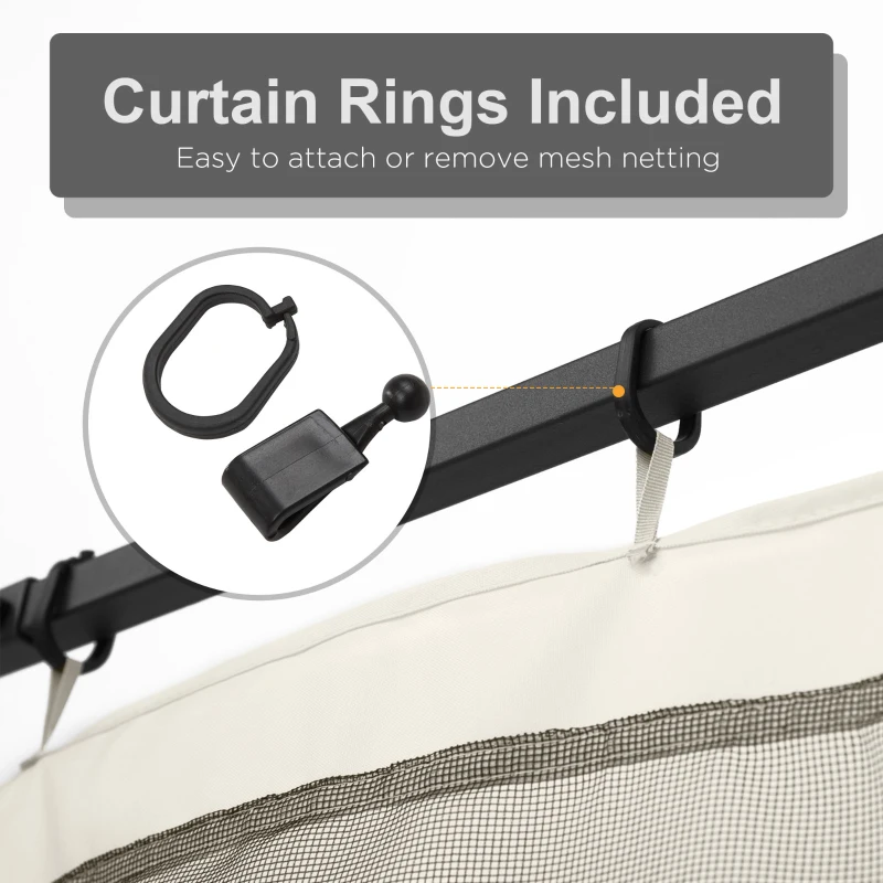 Outsunny Replacement Mosquito Netting for Gazebo 10' x 10' Black Screen Walls for Canopy with Zippers, White