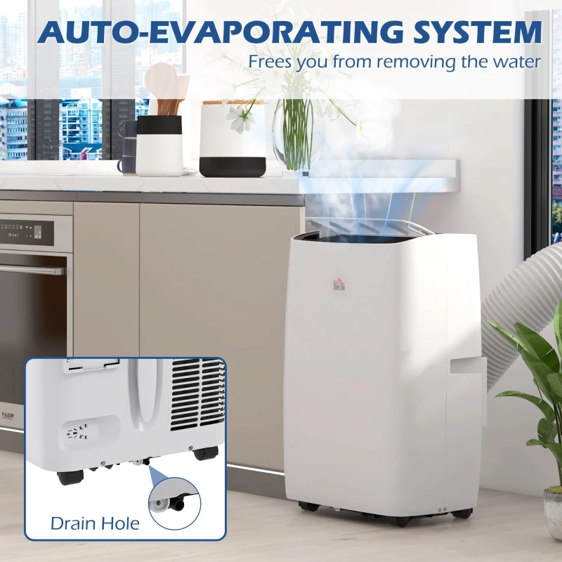 HOMCOM 12,000 BTU Mobile Air Conditioner 549 Sq. Ft., Dehumidifier Fan Auto Sleep with 24H Timer On/Off, Window Kit