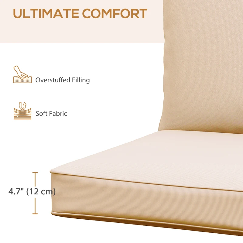 Outsunny Patio Chair Cushions, Thick Deep Seat Outdoor Seat Cushion with Back Cushion, Beige