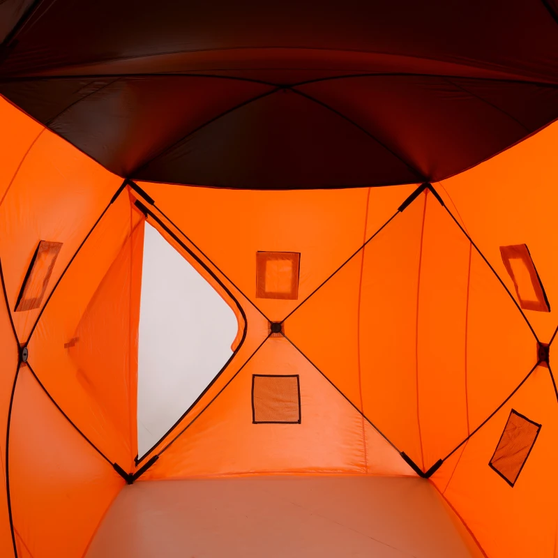 Outsunny 8-Person Pop-up Ice Fishing Shelter, Portable Ice Fishing Tent with Ventilation Windows and Carrying Bag, for Low-Temp -22℉