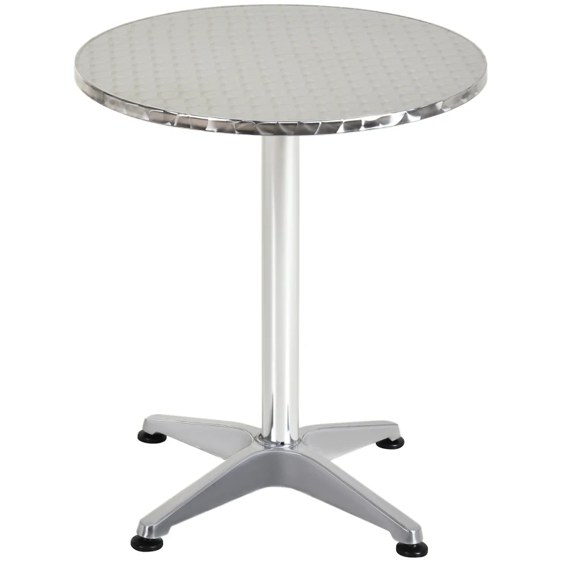 HOMCOM  Bar Table Aluminum Home Pub Indoor Outdoor Patio Use Adjustable Height Silver
