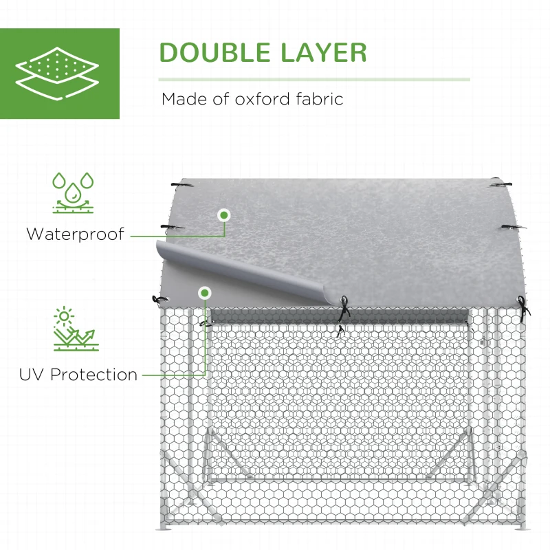 PawHut Large Chicken Coop Metal Chicken Run with Waterproof and Anti-UV Cover, Dome Shaped Walk-in Fence Cage Hen House for Outdoor and Yard Farm Use, 1" Tube Diameter, 9.2' x 6.2' x 6.5'
