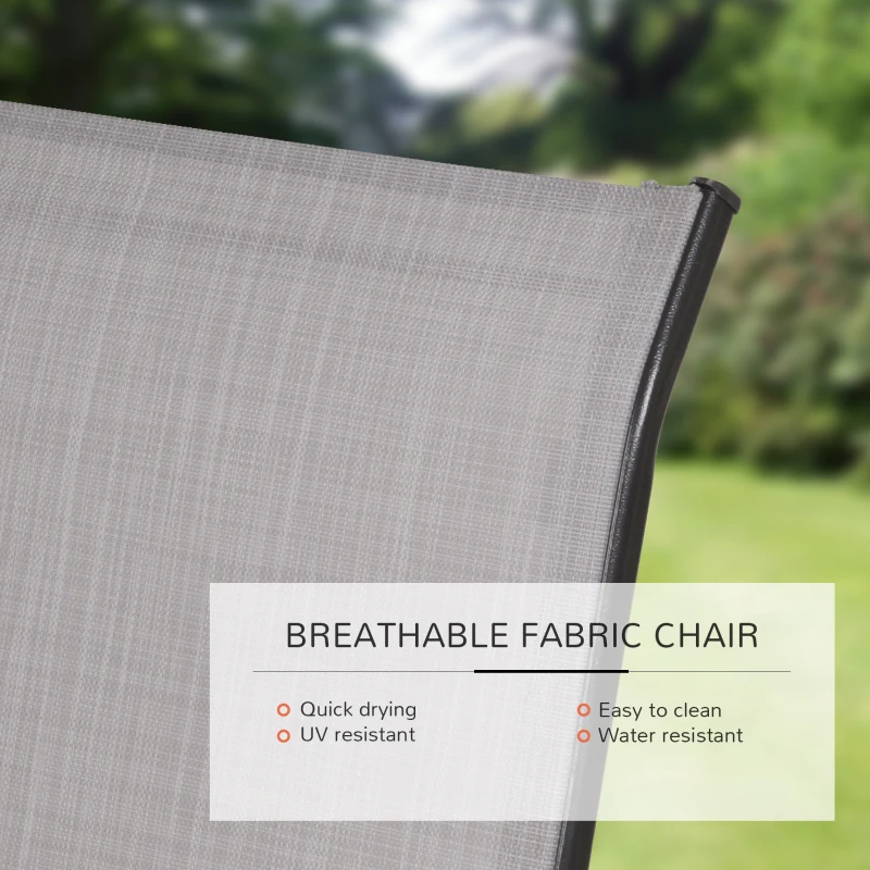 Outsunny 5pc Patio Garden Table Set Outdoor Furniture Dining Set w/ Metal Slat Finish and 1.75" Umbrella Hole for Backyard Porch, Grey