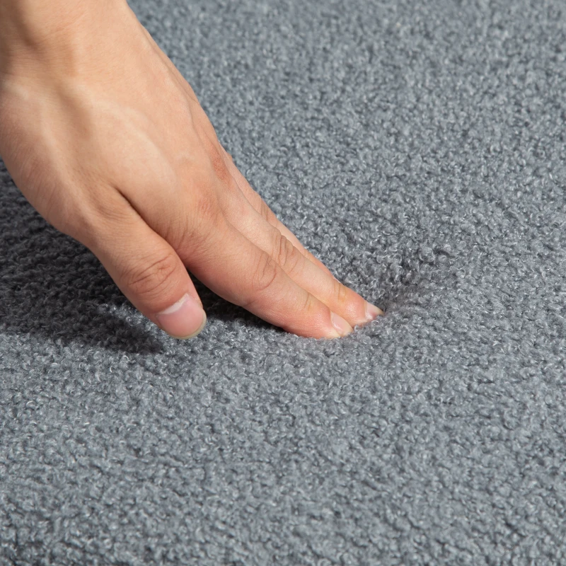 HOMCOM 4 Pieces Kitchen Chairs, Modern Dining Chairs w/ Berber Fleece Upholstery and Steel Legs for Living Room, Grey