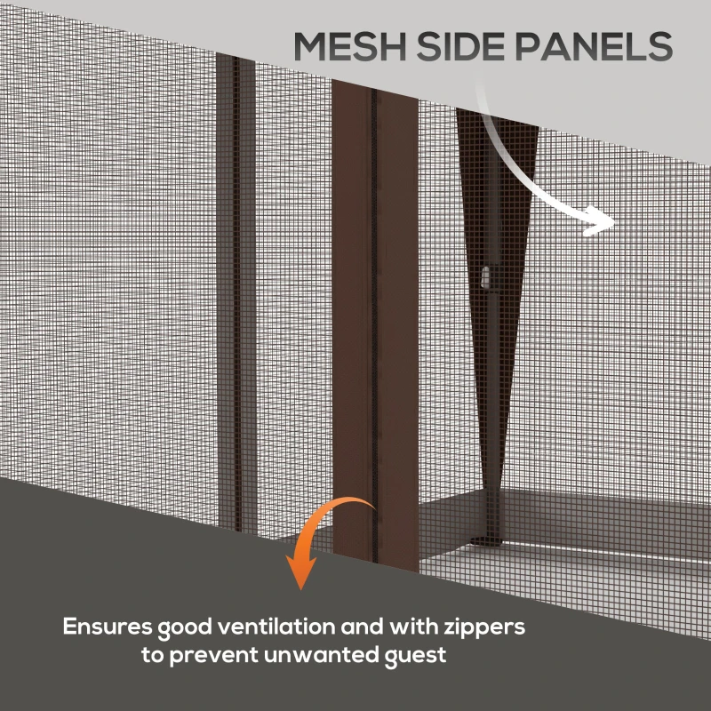 Outsunny 11x11FT Pop Up Canopy with 1-Button Push, Mosquito Netting, Carry Bag, Sandbags, Height Adjustable Instant Shelter