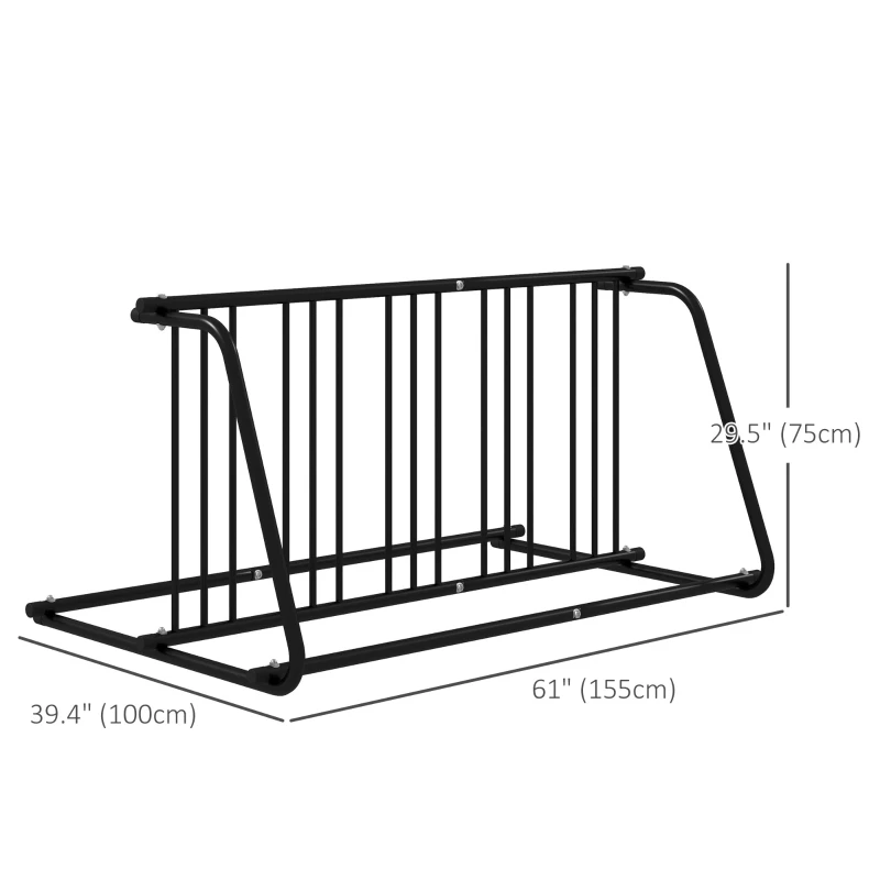 DURHAND All-Steel Bike Rack, 61" Bike Stand, 6-Bike Capacity, Dual-Side, for Garages Streets Yards Schools