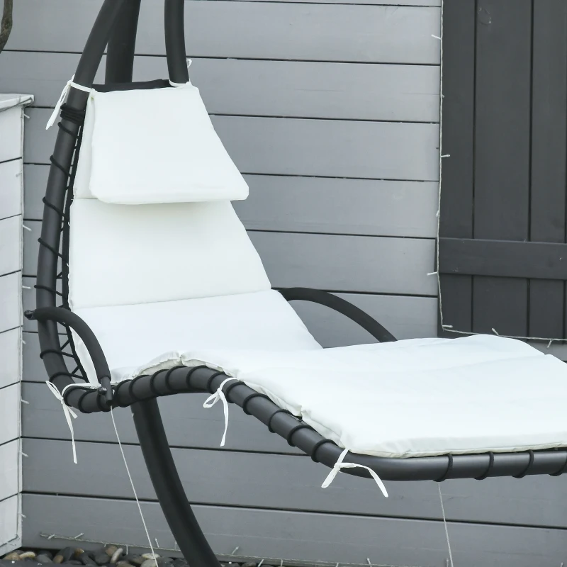 Outsunny Swing Chaise with Stand Floating Chaise Lounge Cream White