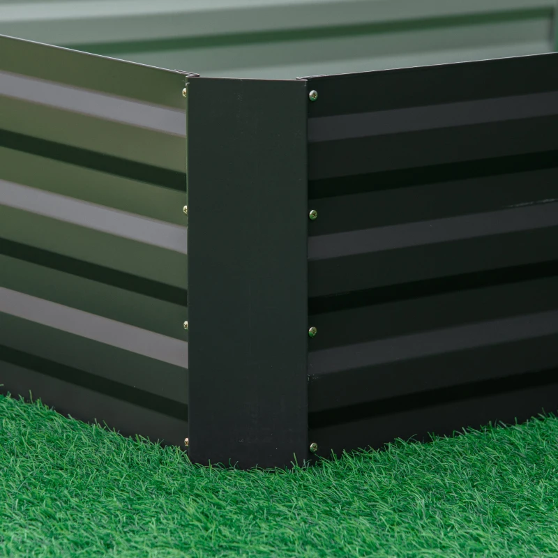 Outsunny 95" x 36" x 12" Galvanized Raised Garden Bed, Metal Elevated Planter Box for Growing Flowers, Herbs, Succulents, Grey