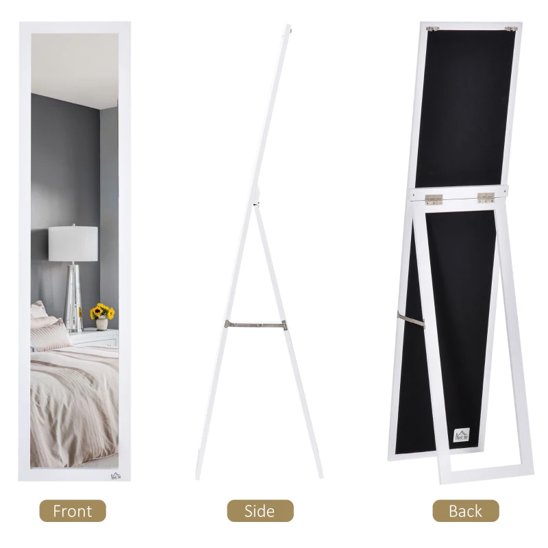 HOMCOM White Full Length Mirror, Freestanding or Wall Mounted for Bedroom, Living Room, Bathroom