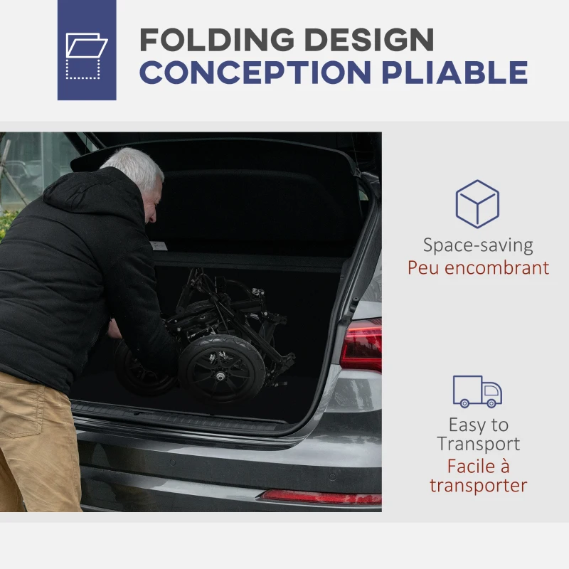 HOMCOM Adjustable Steerable Knee Walker, Foldable Knee Scooter with Rubber Wheels, Dual Brake, Crutch Alternative, Black