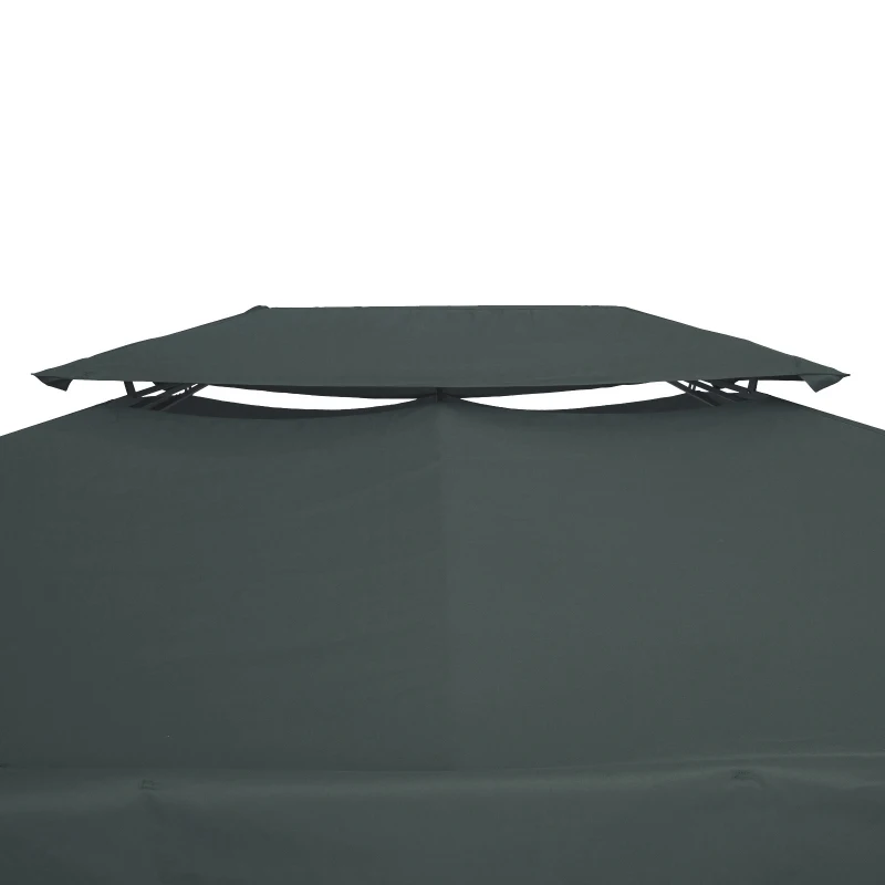 Outsunny 13' x 10' Gazebo Replacement Canopy 2 Tier Top UV Cover Pavilion Garden Patio Outdoor, Grey (TOP ONLY)