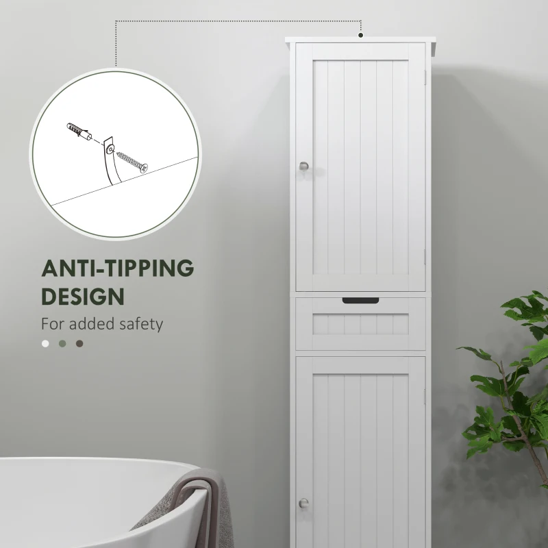 HOMCOM Freestanding Bathroom Cabinet with Drawer and 2 Doors, Tall Bathroom Cupboard for Kitchen, Study, Living Room