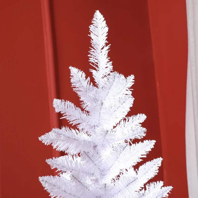 HOMCOM 6ft Tall Pencil Artificial Christmas Tree with 479 Branch Tips with Steel Base, White