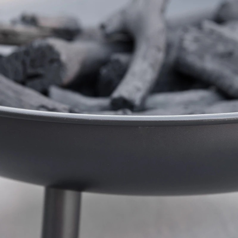 Outsunny 23" Round Outdoor Fire Pit, Portable Firepit Fireplace with Support Legs for Garden, Patio, Camping, Bonfire, Black