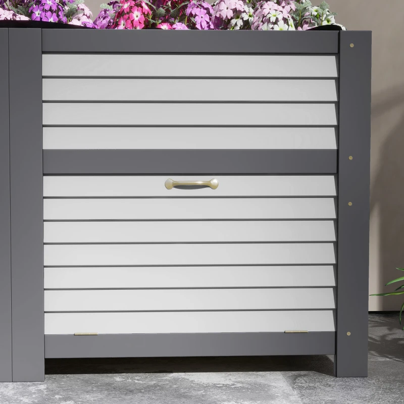 Outsunny Wooden Elevated Planter Box with Storage, 59" x 30" x 29.5" Raised Garden Bed for Vegetables, Flowers, Herbs, Grey