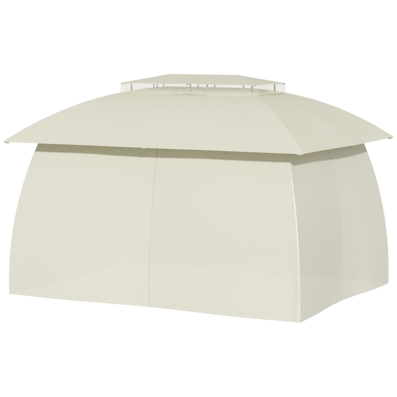Outsunny 10' x 13' Outdoor Gazebo Patio Gazebo Canopy, Double Vented Roof, Steel Frame, Curtain Sidewalls, Sun Shade Shelter for Garden, Lawn, Backyard, Deck, Beige