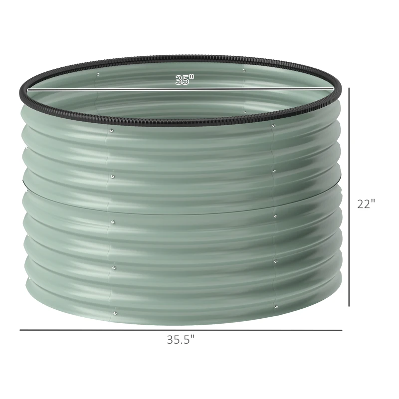 Outsunny Set of 2 Raised Garden Bed, Metal Planter Box with Safety Edging, Easy-to-assemble Stock Tank, Light Green