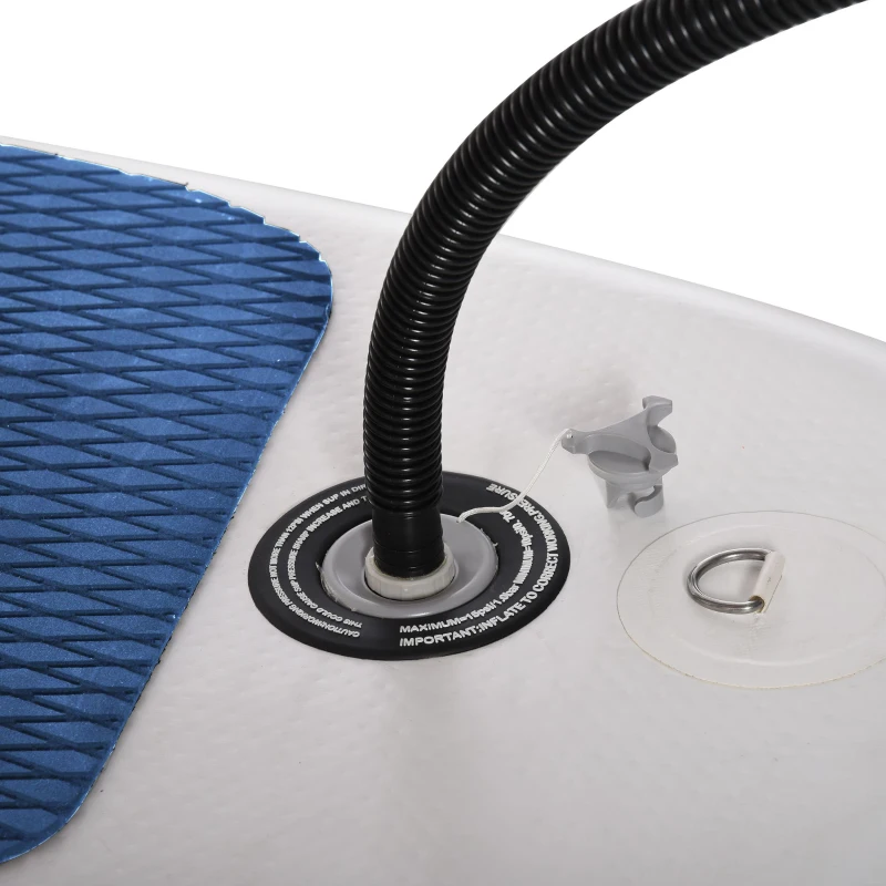 Soozier 10' x 32" x 6" Inflatable Stand Up Paddle Board with ISUP Accessories, Carry Bag, Non-Slip Deck, Adj Paddle, Pump, Leash for Adults Kids, Blue and White