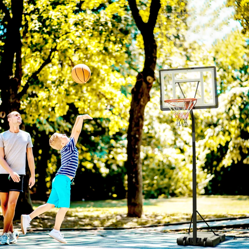 Soozier Portable Basketball Hoop System Stand with Backboard, Wheels, Height Adjustable 8FT-10FT for Outdoor Use, Black