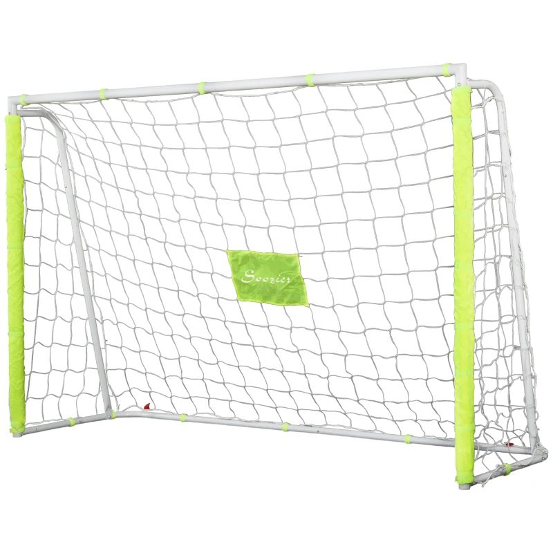 Soozier 6ft x 4ft Soccer Goal Net with Metal Frame, PE Mesh, Ground Stakes, Easy Assembly, Yellow