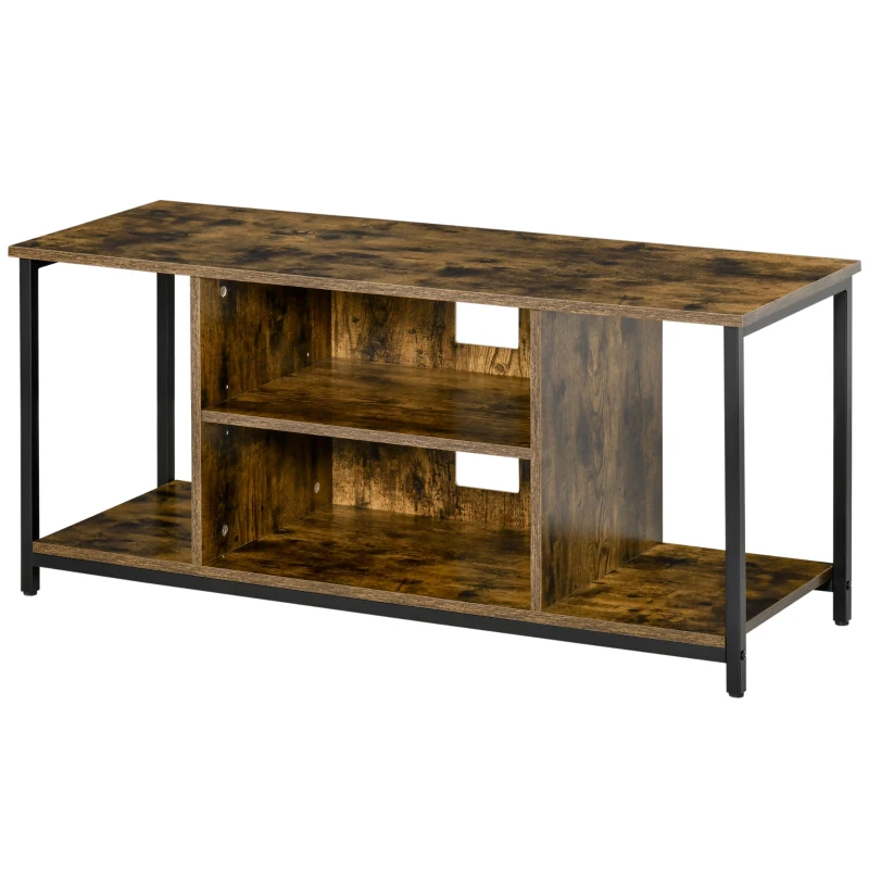 HOMCOM TV Stand for TVs Up to 55 Inches, TV Console with Open Storage Shelves, Entertainment Center for Living Room, Rustic Brown