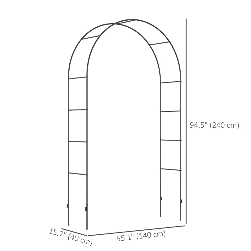 Outsunny 7.9FT Garden Arch Trellis, Metal Arch, Outdoor Garden Arbor for Climbing Plants, Wedding Decoration