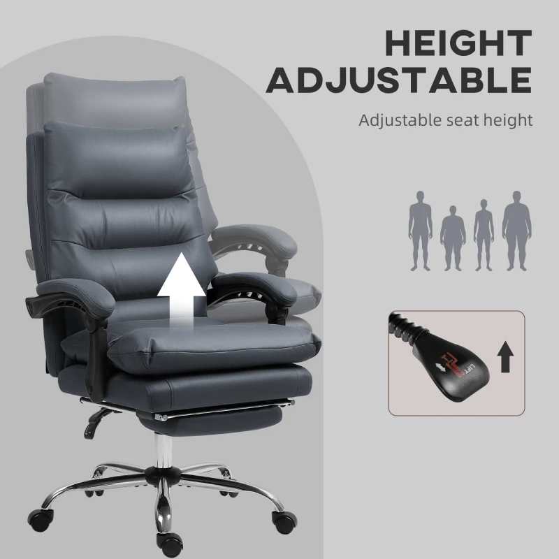Vinsetto Microfibre Massage Office Chair, Heated Reclining Chair with Footrest, Double-tier Padding, Swivel Wheels, Dark Gray