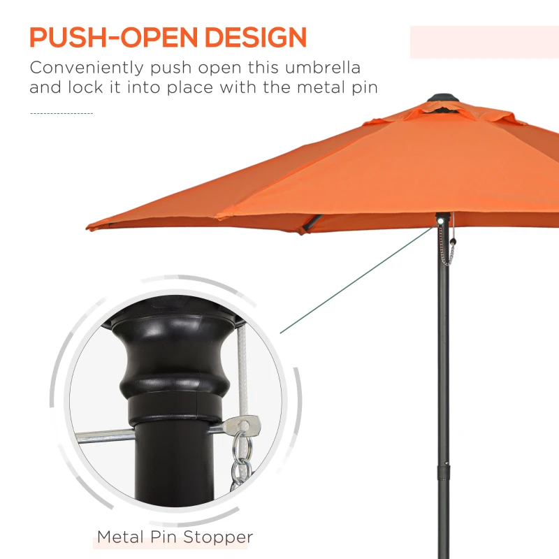 Outsunny 6.6FT Patio Umbrella, Outdoor Parasol with 6 Solid Ribs, Orange