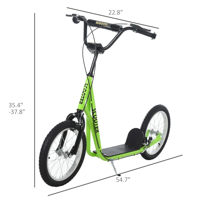 Aosom Youth Scooter Kick Scooter for Kids 5+ with Adjustable Handlebar Front and Rear Dual Brakes, Light Green