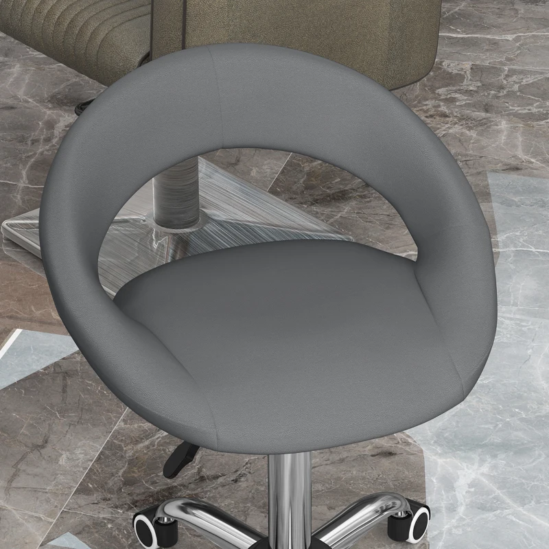 HOMCOM Modern Hydraulic Moon Salon Stool Rolling Swivel Chair Massage Spa Tattoo Pub Bar Stool, Grey