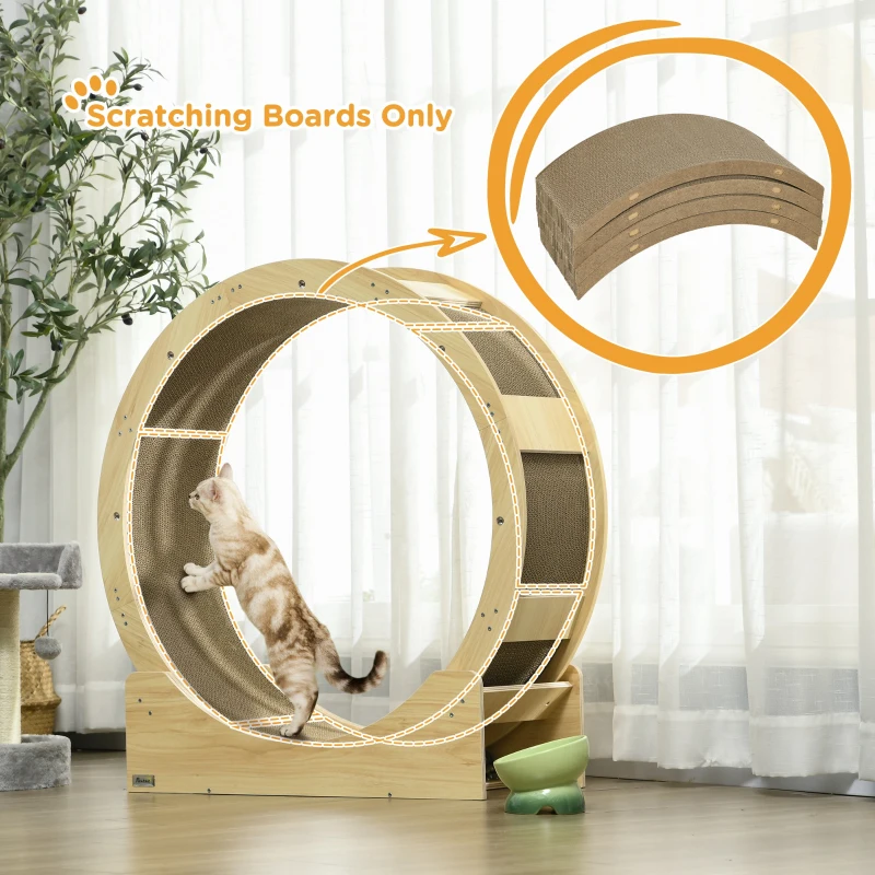 PawHut 4 Pack Cat Scratching Board Replacement for Cat Wheel, Brown