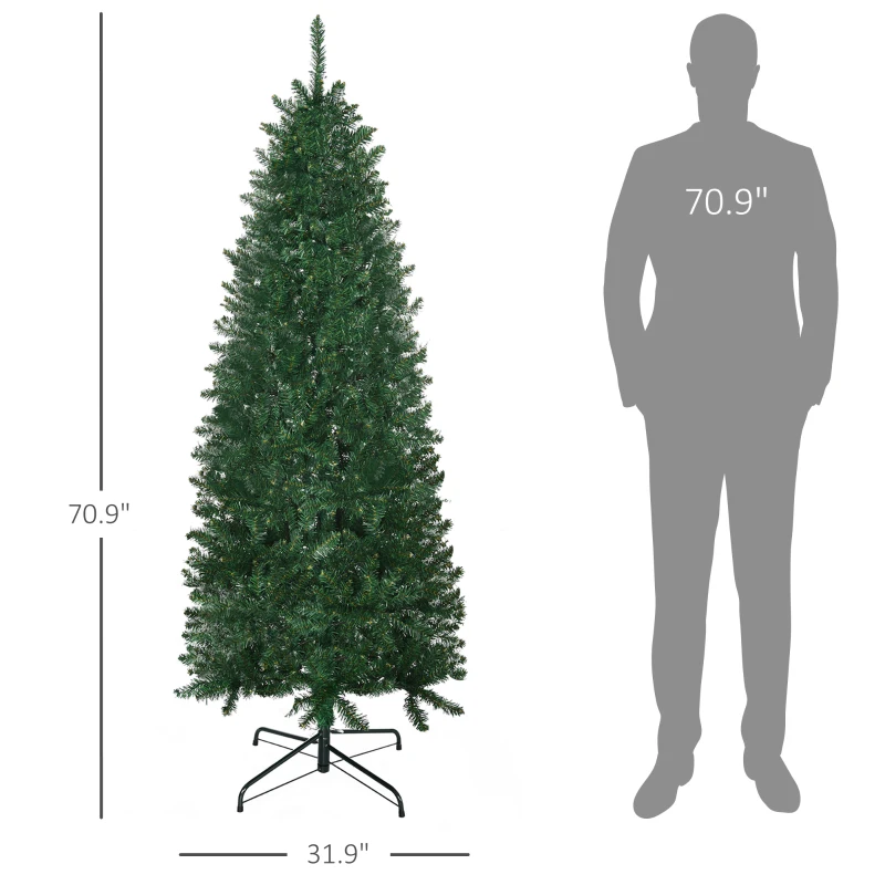 HOMCOM 6' Artificial Christmas Tree, Unlit Xmas Tree with Realistic Branch Tips for Indoor, Home, Holiday, Green