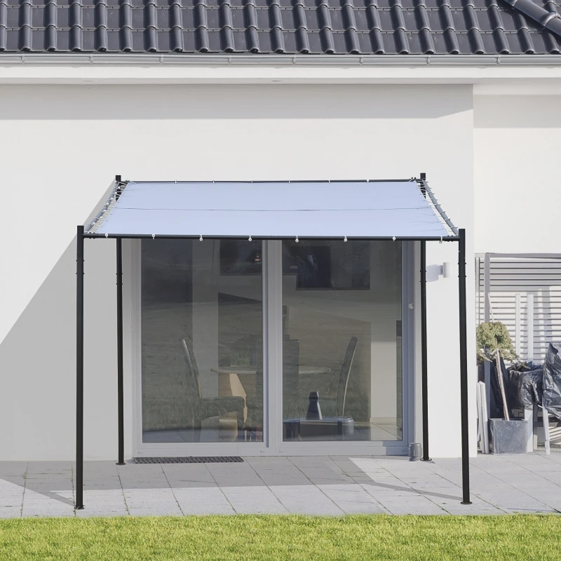 Outsunny 9' x 10' Outdoor Pergola with Canopy, Patio Sun Shade Shelter Grill Gazebo, for Garden, Backyard, Lawn, Poolside, Gray