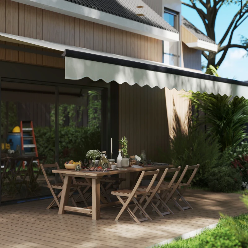 Outsunny 15' x 10' Electric Retractable Awning with Remote Controller, All Aluminum Frame Patio Awning, UV30+ Protection, White