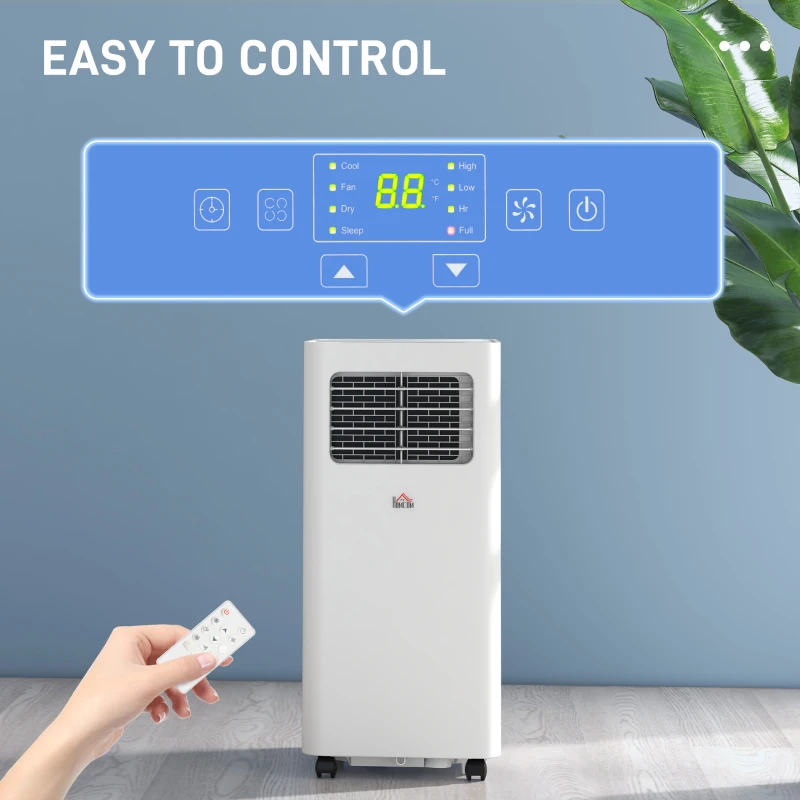 HOMCOM 8000 BTU Mobile Air Conditioner, 345 Sq. Ft., AC Unit with Dehumidifier, Sleep, 24H Timer On/Off, Window Kit, White