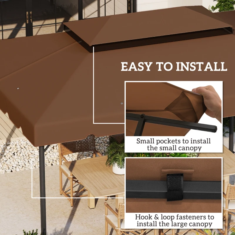 Outsunny 13' x 10' Gazebo Replacement Canopy, Gazebo Top Cover with Double Vented Roof for Garden Patio(TOP ONLY), Coffee
