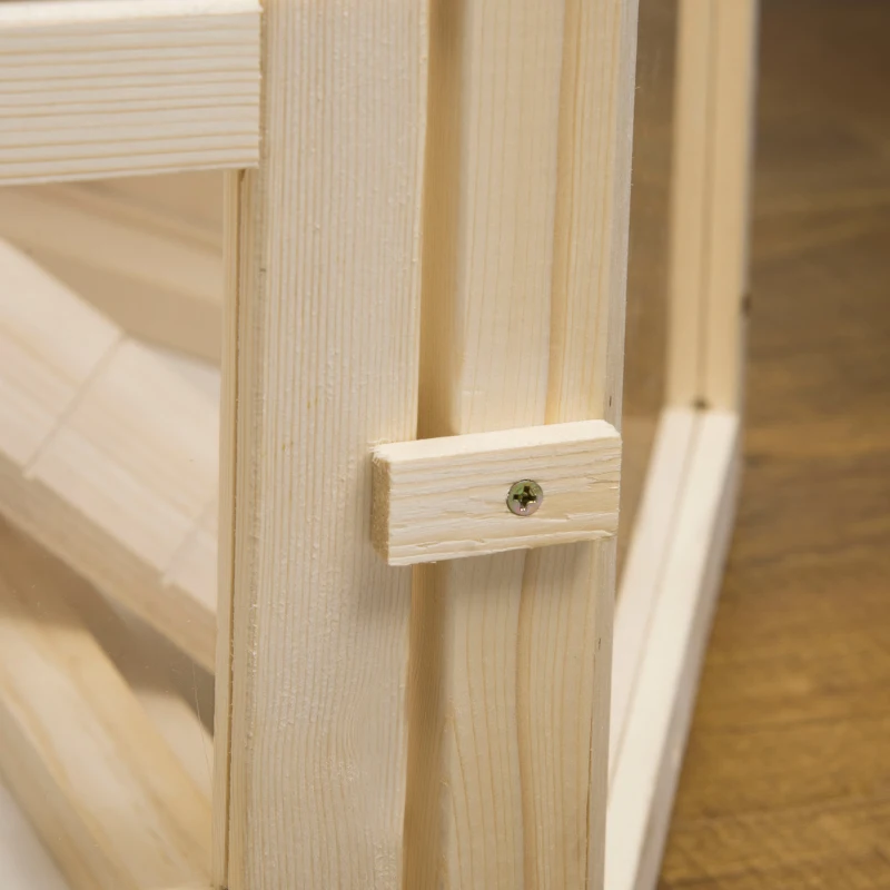 PawHut Wooden Large Hamster Cage Mouse Rats Small Animal Exercise Play House 3 Tier with Tray, Seesaws, Water Bottle