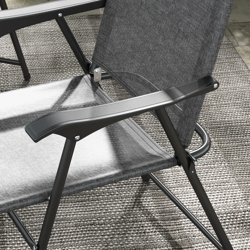 Outsunny 4 Piece Folding Patio Camping Chair Set, Sports Chairs for Adults with Armrests, Mesh Fabric Seat for Lawn, Gray