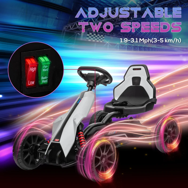 Aosom 12V Electric Go Kart for Kids w/ Adjustable Speed, White