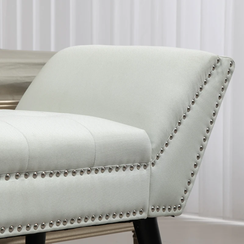 HOMCOM Modern Upholstered Bench, End of Bed Bench for Bedroom, Hallway Bench with Arms and Nailhead Trim