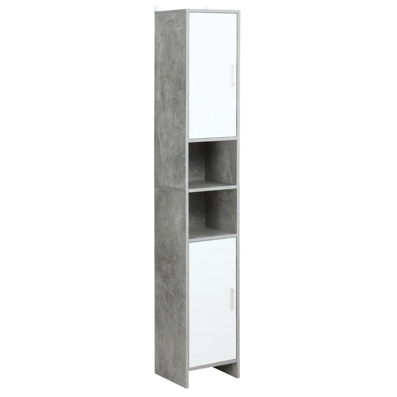 kleankin 71" Tall Bathroom Storage Cabinet, Narrow Bathroom Cabinets with 2 Doors and 6-tier Shelving, Grey