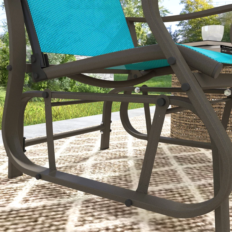 Outsunny Outdoor Glider Chair Patio Glider Swing Chair with Mesh Seat, Steel Frame for Backyard, Garden, Porch, Blue