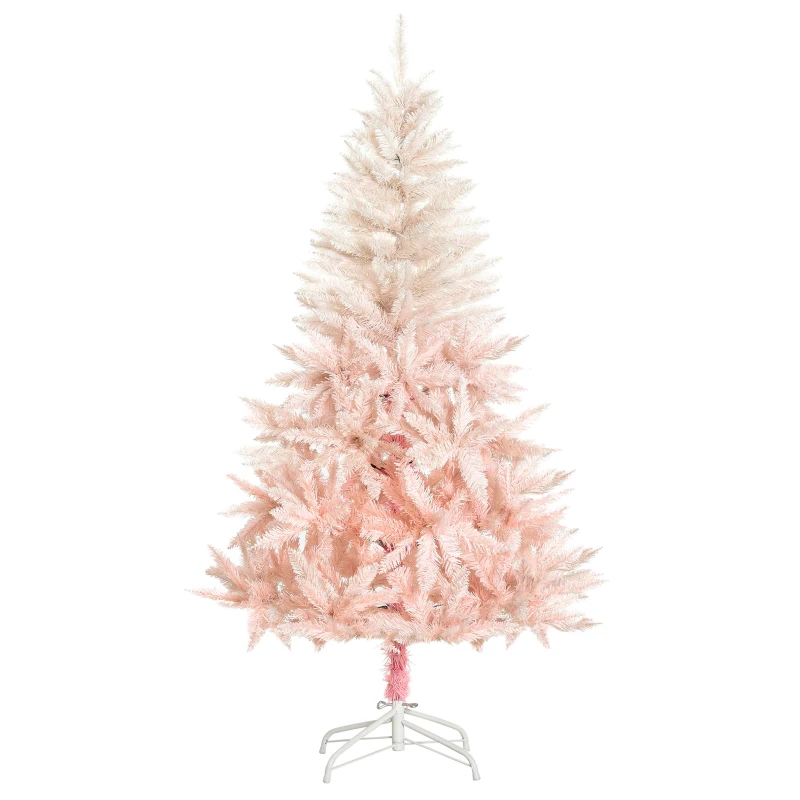 HOMCOM 7ft Unlit Spruce Artificial Christmas Tree with Realistic Branches and 1000 Tips, Pink
