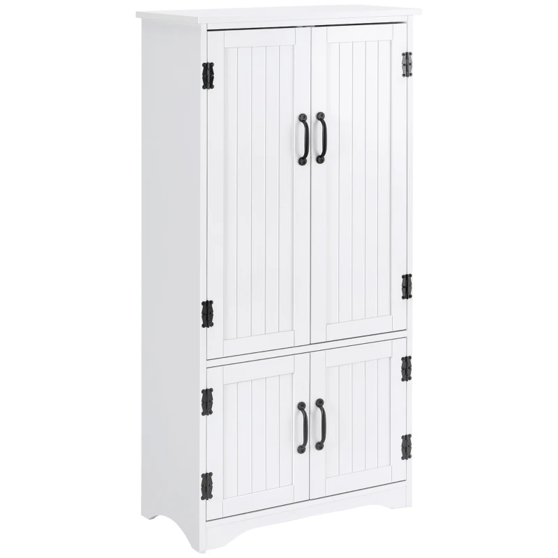 HOMCOM 48" 4-Door Storage Cabinet Multi-Storey Large Space Pantry with Adjustable Shelves White