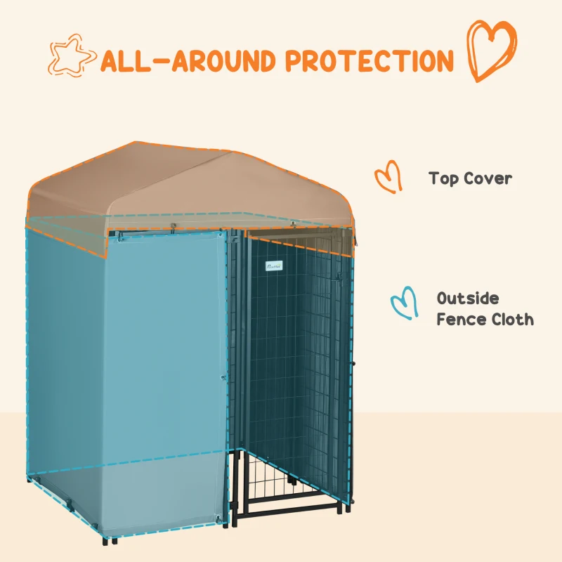 PawHut 4' x 4' x 6' Outdoor Dog Kennel with Waterproof Canopy, Removable Windproof Walls, Dog Run Exercise Pen for Small & Medium Dogs, Chickens, Ducks